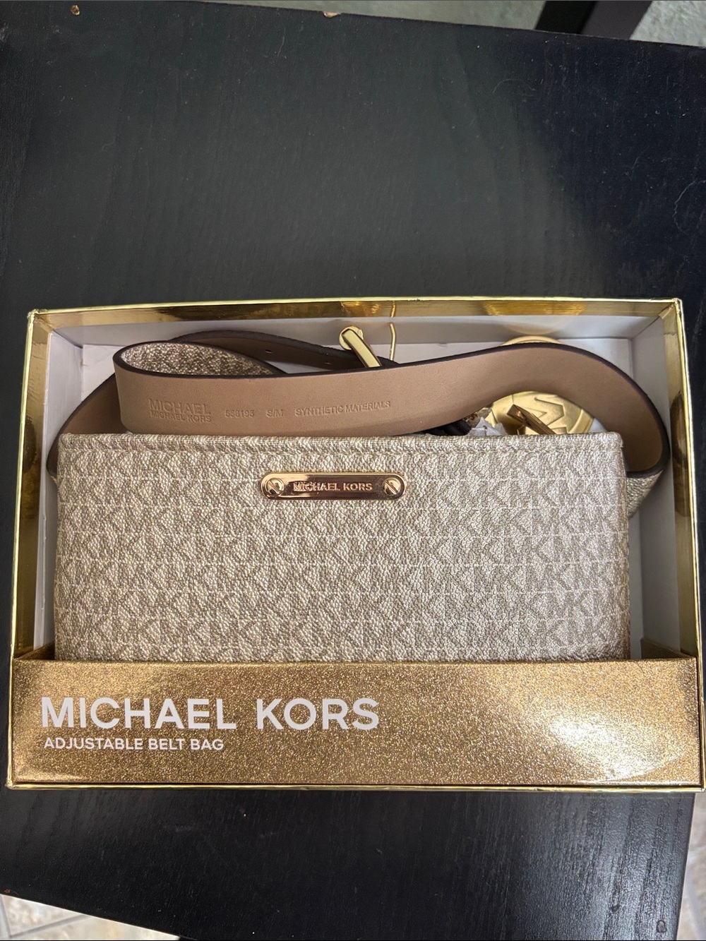 Michael Kors Beige/Tan Signature Logo Adjustable Belt Bag